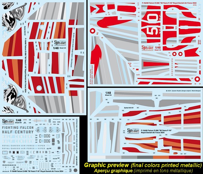 Syhart Decal SY48151 F-16AM Dannebrog 50 Years F-16 RDAF 1:48