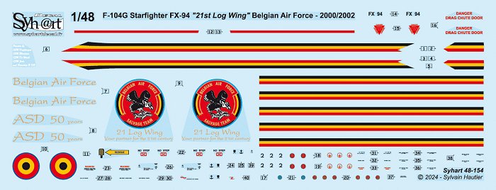 Syhart Decal SY48154 F-104G Starfighter FX-94 Belgian AF 1:48