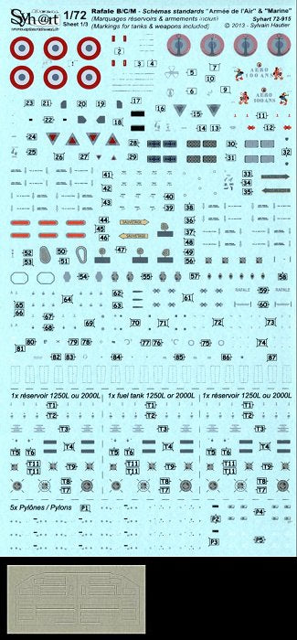 Syhart Decal SY48915S 1:48 Dassault Rafale B/C/M "Standard stencils"