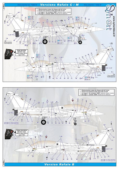 Syhart Decal SY48915S 1:48 Dassault Rafale B/C/M "Standard stencils"
