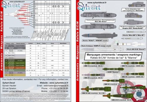 Syhart Decal SY48916 1:48 Armaments Dassault Rafale B/C/M Note: