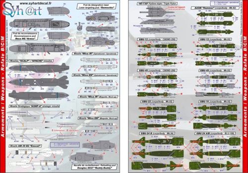 Syhart Decal SY48916 1:48 Armaments Dassault Rafale B/C/M Note: