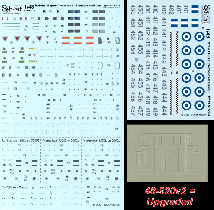 Syhart Decal SY48920V2 1:48 Dassault Rafale "Export versions"