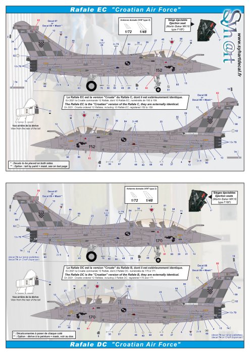 Syhart Decal SY48921 1:48 Dassault Rafale "Export versions"