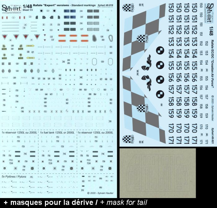 Syhart Decal SY48921 1:48 Dassault Rafale "Export versions"