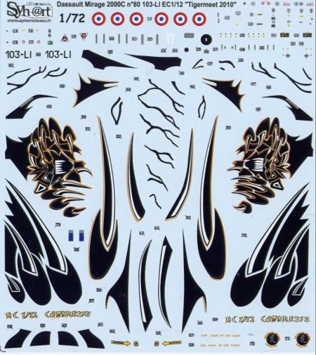 Syhart Decal SY72063 1:72 Dassault_Mirage 2000C 103-LI Tigermeet 2010