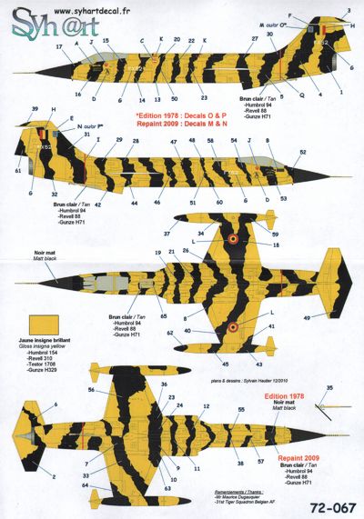 Syhart Decal SY72067 F-104G Starfighter Tigermeet 1978 1:72