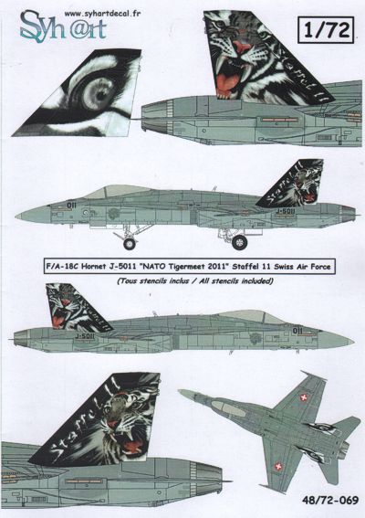 Syhart Decal SY72069 F/A-18C Swiss NATO Tigermeet 2011 1:72