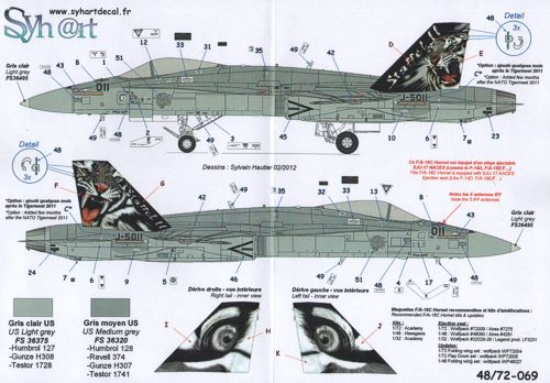 Syhart Decal SY72069 F/A-18C Swiss NATO Tigermeet 2011 1:72