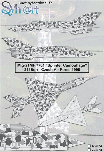 Syhart Decal SY72074 MiG-21MF Splinter Camo Czech AF 1:72