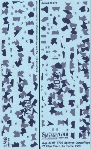 Syhart Decal SY72074 MiG-21MF Splinter Camo Czech AF 1:72
