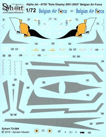 Syhart Decal SY72084 1:72 Alpha Jet AT26 Solo Display Belgian AF
