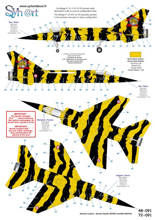 Syhart Decal SY72091 Mirage F-1C Tigermeet 1991 EC 1/12 1:72