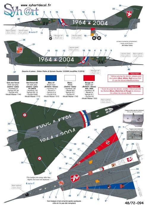 Syhart Decal SY72094 1:72 Dassault_Mirage IVP n deg 23 AV "40ans FAS" 1964-2004