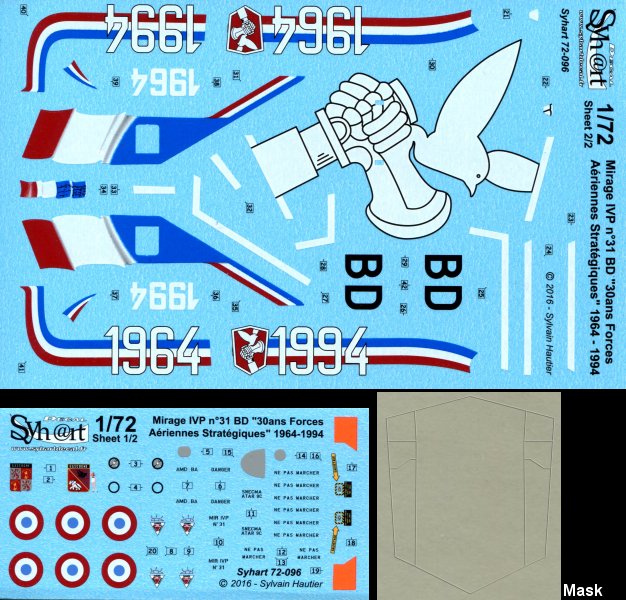 Syhart Decal SY72096 1:72 Dassault_Mirage IVP n deg 31 BD "30ans FAS" 1964-1994