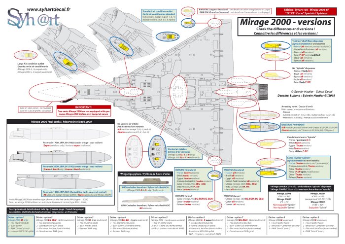 Syhart Decal SY72108 Mirage 2000-5F 70 Years EC3/11 1:72