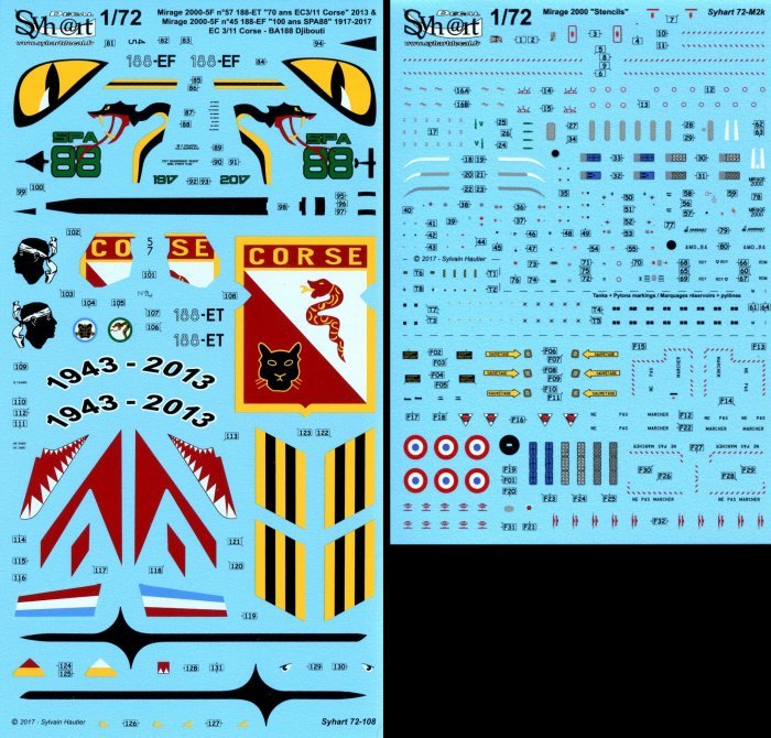 Syhart Decal SY72108 Mirage 2000-5F 70 Years EC3/11 1:72
