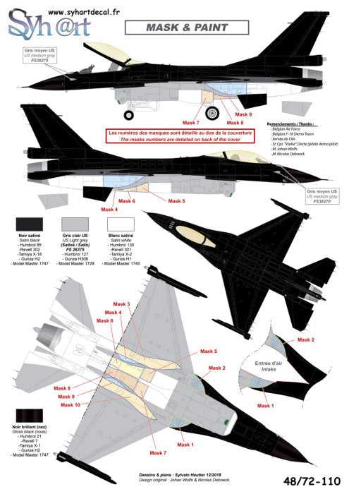 Syhart Decal SY72110 1:72 F-16AM Falcon FA-101 Solo Display 2018