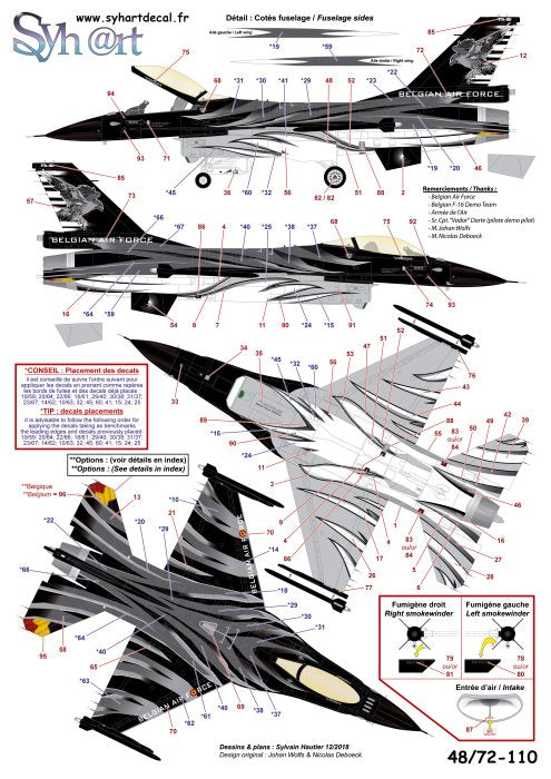 Syhart Decal SY72110 1:72 F-16AM Falcon FA-101 Solo Display 2018