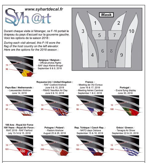 Syhart Decal SY72110 1:72 F-16AM Falcon FA-101 Solo Display 2018