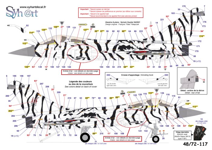 Syhart Decal SY72117 1:72 Dassaut Rafale M "Tigermeet 2017" Flottille 11F