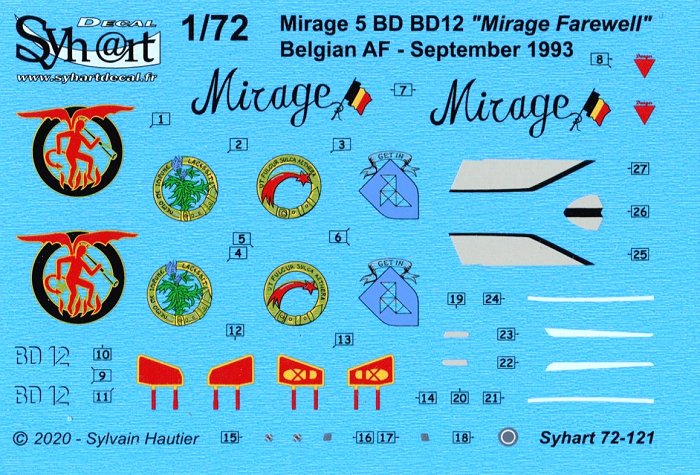 Syhart Decal SY72121 Mirage 5BD Farewell Belgian AF 1:72