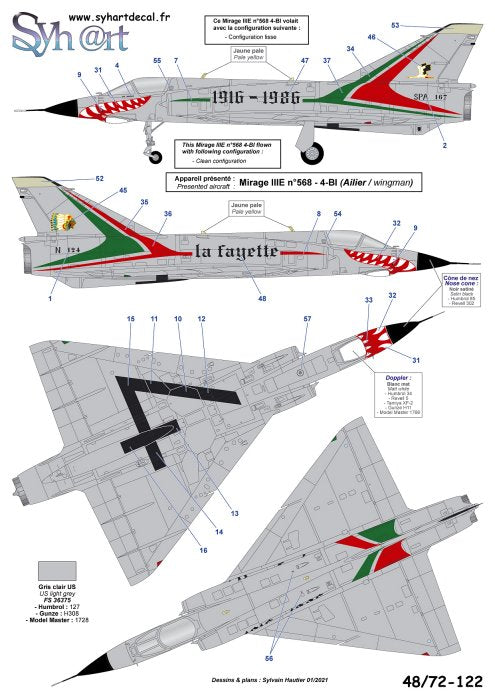 Syhart Decal SY72122 Mirage IIIE 70 Years EC2/4 1:72