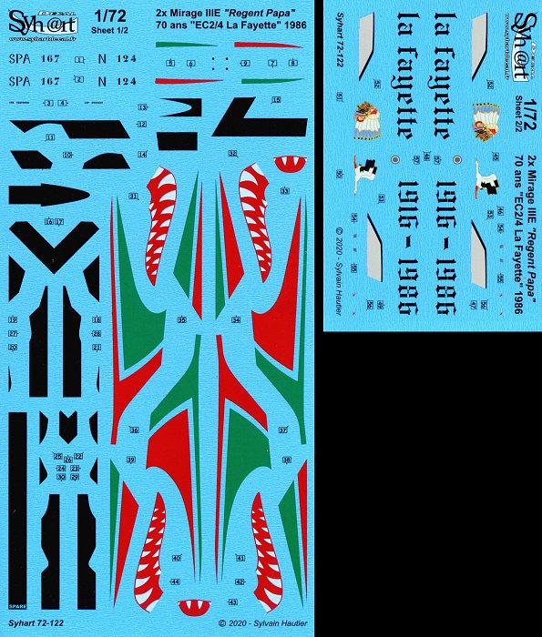 Syhart Decal SY72122 Mirage IIIE 70 Years EC2/4 1:72