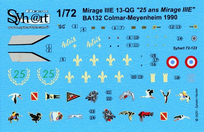 Syhart Decal SY72123 Mirage IIIE 25 Years EC1-13 1:72
