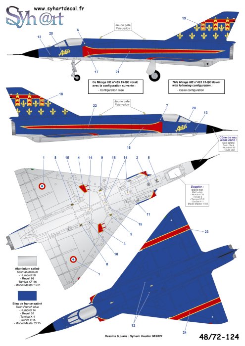 Syhart Decal SY72124 Mirage IIIE 30 Years EC1/13 1:72