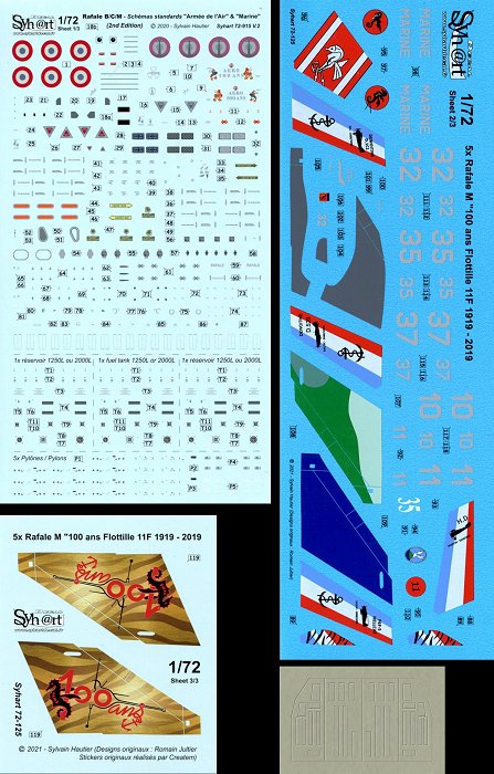 Syhart Decal SY72125 1:72 Dassault Rafale M "100 ans Flottille 11F" 2019