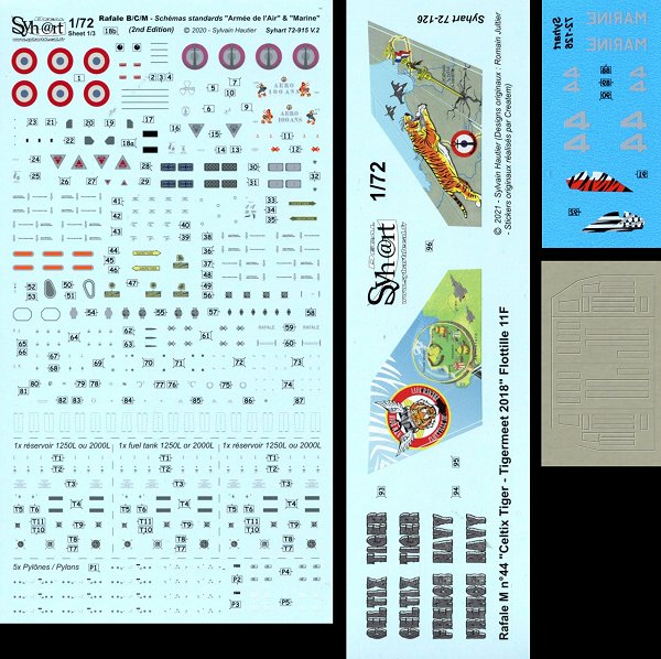 Syhart Decal SY72126 1:72 Dassault Rafale M #44 "Celtix Tiger