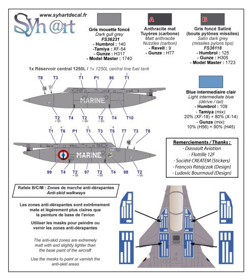 Syhart Decal SY72127 Rafale M 70 Years Flottille 12F 1:72