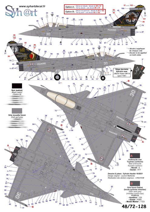 Syhart Decal SY72128 1:72 Rafale M 100 Years Arrested Landing