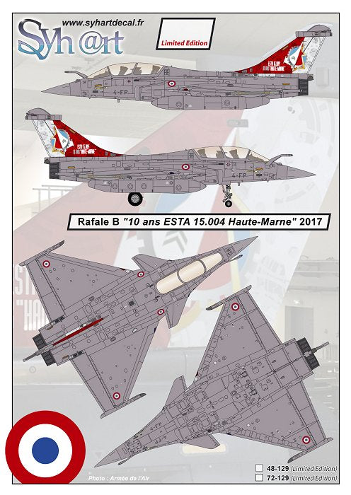 Syhart Decal SY72129 Rafale B 10 Years ESTA 15.004 1:72