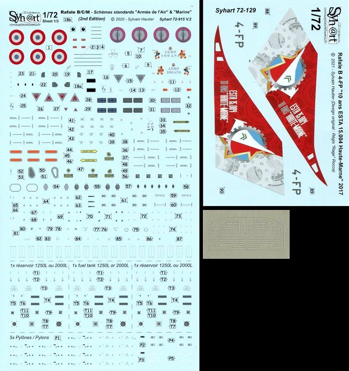 Syhart Decal SY72129 Rafale B 10 Years ESTA 15.004 1:72
