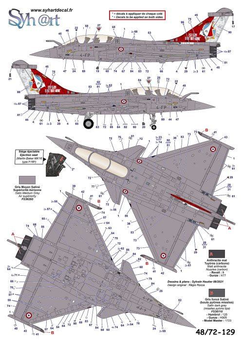 Syhart Decal SY72129 Rafale B 10 Years ESTA 15.004 1:72
