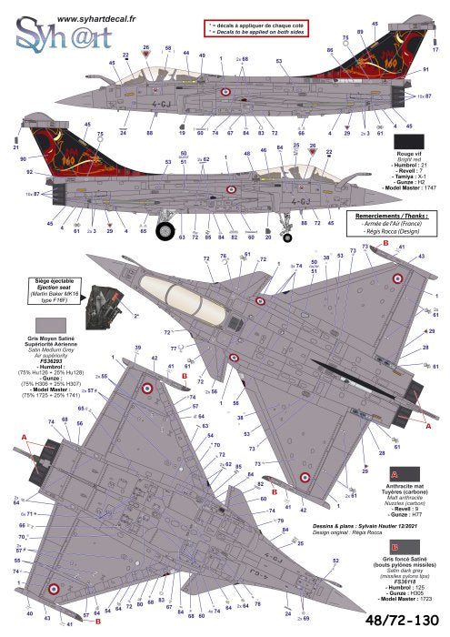 Syhart Decal SY72130 1:72 Dassault Rafale C 4-GJ "100 years SPA160