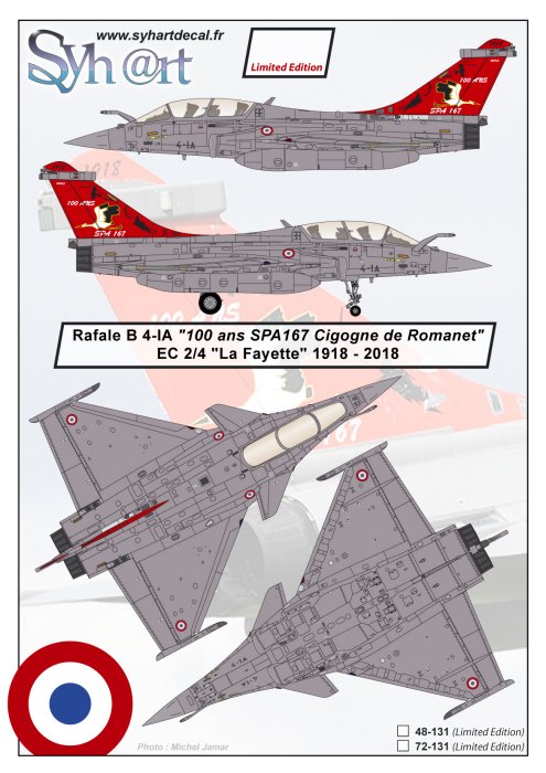 Syhart Decal SY72131 1:72 Dassault Rafale B 4-IA "100 years SPA167