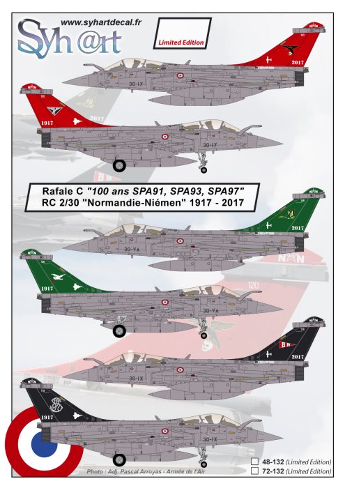 Syhart Decal SY72132 Rafale C 100 Years SPA 93/97/91 1:72