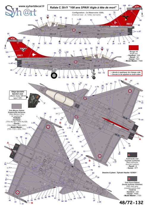 Syhart Decal SY72132 Rafale C 100 Years SPA 93/97/91 1:72