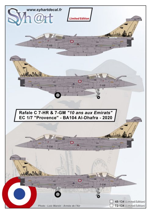 Syhart Decal SY72134 Rafale C 10 Years in UAE EC 1/7 1:72