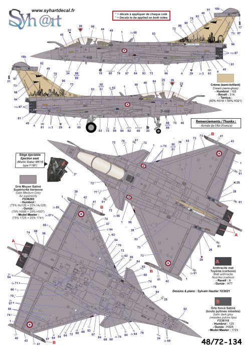 Syhart Decal SY72134 Rafale C 10 Years in UAE EC 1/7 1:72