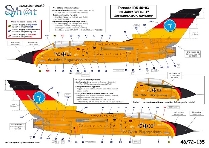 Syhart Decal SY72135 F-4F & Tornado 50 Jahre WTD-61 1:72