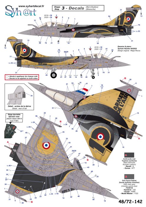 Syhart Decal SY72142 1:72 Dassault Rafale C 4-IM "10 years Rafale Solo Display"