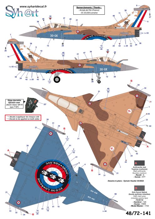 Syhart Decal SY72141 1:72 Dassault Rafale C 30-GK 80 years EC 3/30 Lorraine 2021