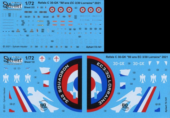 Syhart Decal SY72141 1:72 Dassault Rafale C 30-GK 80 years EC 3/30 Lorraine 2021