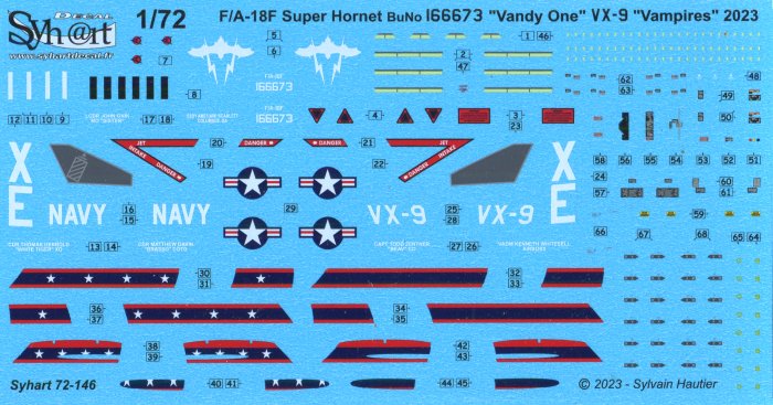 Syhart Decal SY72146 1:72 Boeing F/A-18F Super Hornet 166673 "Vandy One" VX-9