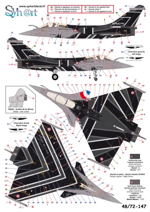Syhart Decal SY72147 1:72 Dassault Rafale C 4-GO "Rafale Solo Display 2022"