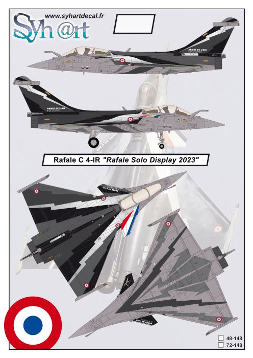 Syhart Decal SY72148 1:72 Dassualt Rafale C 4-IR "Rafale Solo Display 2023"